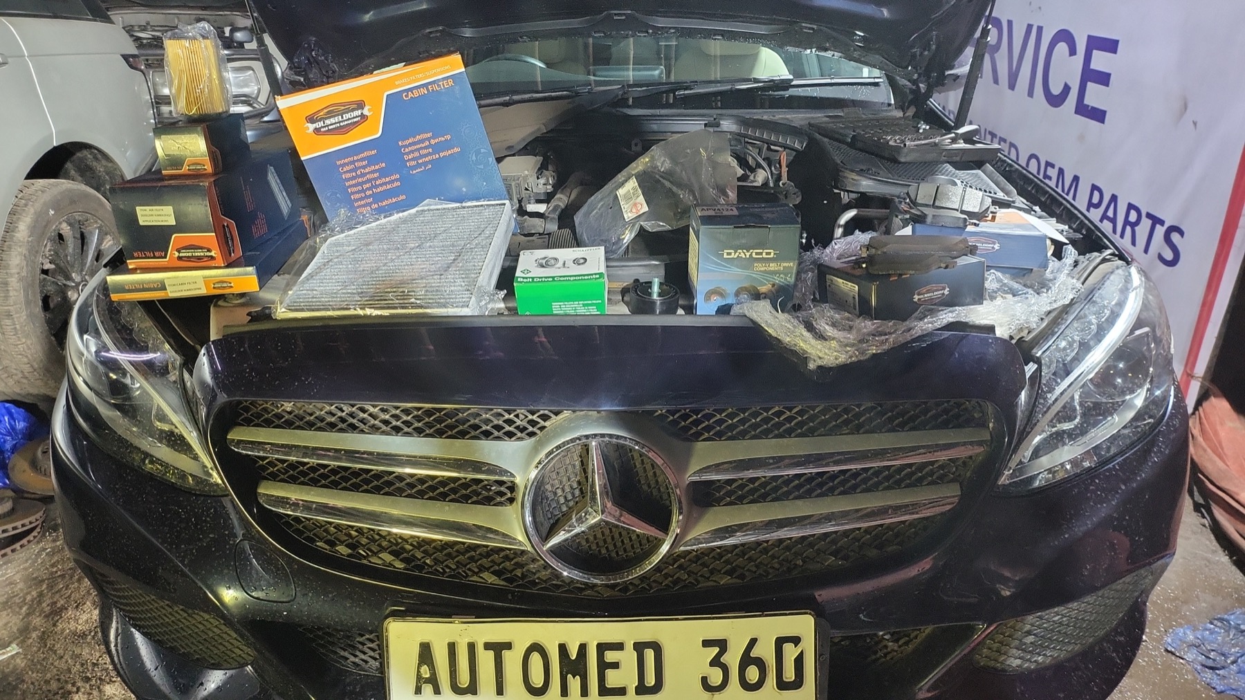 Mercedes-Benz service parts laid out at Automed 360